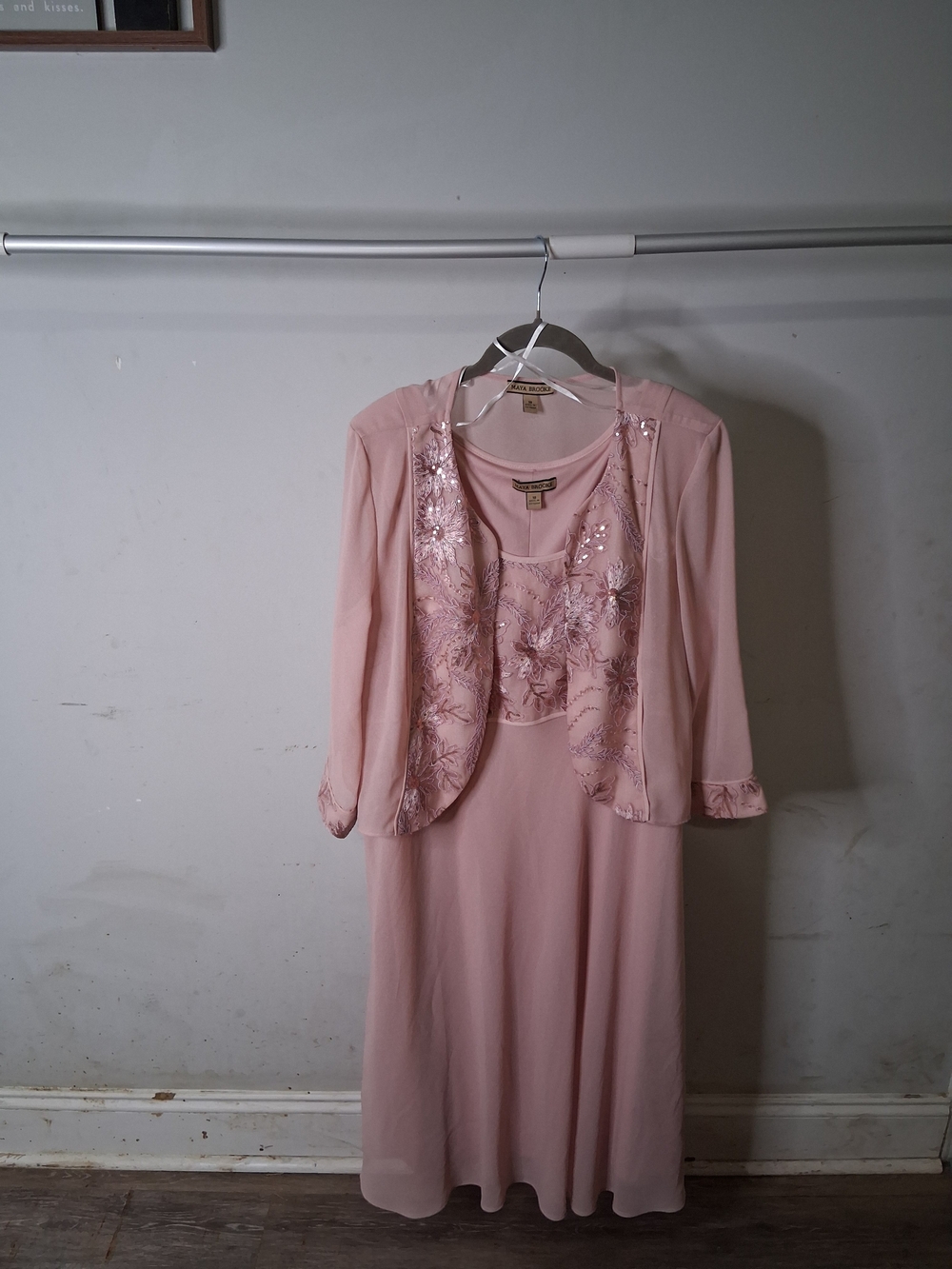 Embellished Blush Pink Two-Piece Dress Set